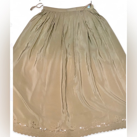 Vintage Oscar De la Renta Lillie Rubin size 6 Elegant Tan Women's pleated skirt - Picture 2 of 7